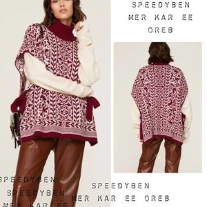 La DoubleJ High Neck Fair Isle Poncho size Small